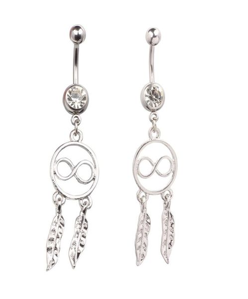 Lucky 8 Dream Catcher Feather Hingestone Piercing Boully Bouton Navel Ring Barque Piercing Indiano2504600