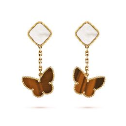 Lucky Alhambrbs Boucles d'oreilles Trèfle papillon Boucles d'oreilles pendantes pour femme Mode 4 feuilles Fleur Boucles d'oreilles Nacre Diamant Agate Plusieurs Styles Mariage A