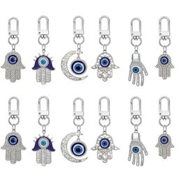 Porte-clés porte-bonheur bleu mauvais œil Plam en forme de main, pendentif, breloques, cadeau