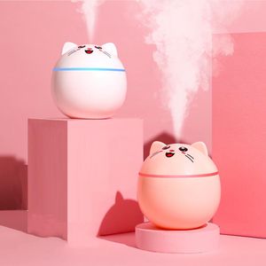 Humidificateur d'air USB, chat porte-bonheur, lapin mignon, Mini brumisateur ultrasonique avec lumières LED, purificateur d'air Portable pour le bureau