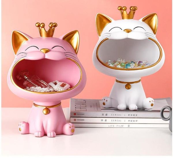 Lucky Cat Statue Sculpture Table Decoration Miniature Figurine Strordries Boîte de rangement Modern Living Room Bureau Home Decor5934305