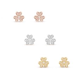 Designer de boucles d'oreilles Lucky Clover pour les femmes lettre V Cleef à quatre feuilles mini bijoux de luxe boucles d'oreilles en diamant or rose or argent