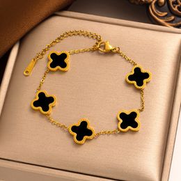 Lucky Clover Titanium stalen armband Koreaanse eenvoudige stijl vrouwen armband 18K vergulde hoogwaardige sieraden veer nieuwe ontwerper Non Fade Boutique Gifts Bracelet