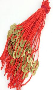 Lucky Copper Coin Charmel Blacelet Chinees Traditionele Feng Shui I Ching Red Rope String Cuff Makelet trekt rijkdom hanger Punk H1589149 aan