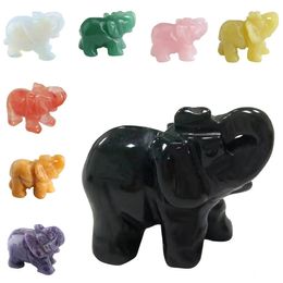 Lucky Elephant Fortune Vert Aventurine Jade Pierre Feng Shui Statue Figurine Bureau Ornement Chakra Guérison Pierres Statue Décor 231228