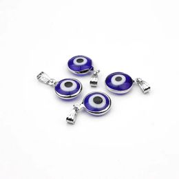 Lucky Eye 10pcslot Metal Metal Color azul Vidrete de vidrio Reducir Colgantes Hallazgos para el collar de bricolaje Handmade 240408