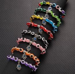 Lucky Fatima Hamsa Hand Blue Evil Eye Charms Bracelets Bangles Beads Turkish Pulseras for Women