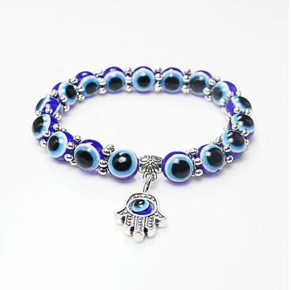 Chanceux Fatima Hamsa main bleu mauvais œil bracelets à breloques bracelets perles turc Pulseras pour femmes bijoux GD126