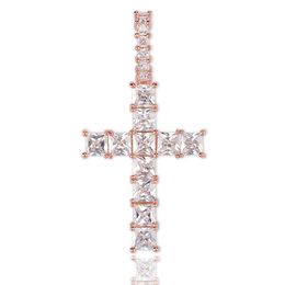 Lucky Female Cross Crystal Hangers Zilveren Ketting Kettingen Glanzend Vierkant Zirkonia Choker Kettingen Mode-sieraden Geschenken voor Dames Heren