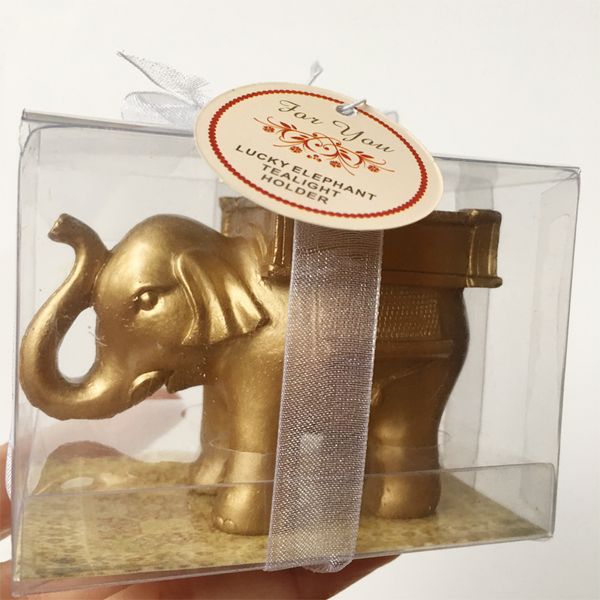 Chanceux Golden Elephant Belle Candle Holder Photophore Parti Cadeaux porte Faveurs de mariage Souvenirs Cadeaux