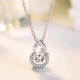 Collier pendentif gourde porte-bonheur S925 plaqué argent cristal diamants classique femmes filles dame bijoux cadeau de noël