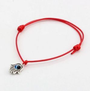 Lucky Hamsa Hand String Evil Eye Charm Bracelet Lucky Red Wax Cord Ajustable Para Mujeres Hombres Cuerda Cadena Pulseras Rojas