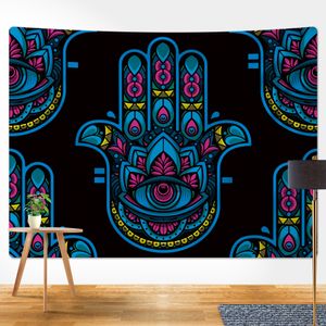 Lucky Hand Psychedelic Scene Home Decor Tapestry Hippie Mandala Wall Hanging Boho Yoga Mat Room Wall Decor Large Size blad