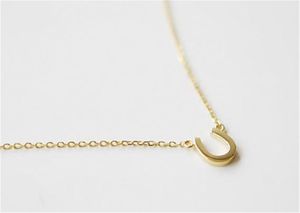 Lucky Horseshoe ketting paardenschoen hoef poot kettingen schattige letter alfabet initiële u vorm ketting kleine eenvoudige sieraden