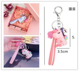 Lucky Key Ring Unicorn pour les belles filles arc-en-ciel PVC Animal Unicorne Keychains Shell Femme Bag Ornement Phone Pendant 2020 Gift5077211