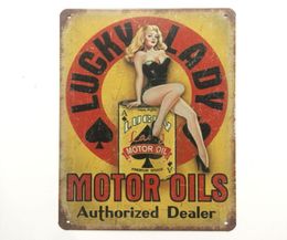 Lucky Lady Motor Oils Vintage Metal Tin Sign Poster voor Pub Garage Shabby Chic Wall Kitchen Cafe Bar Home Decor1902342