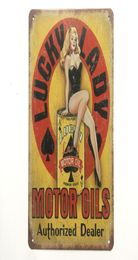 Lucky Lady Motor Oils Vintage Metal Tin Sign Poster voor Pub Garage Shabby Chic Wall Kitchen Cafe Bar Home Decor9023127