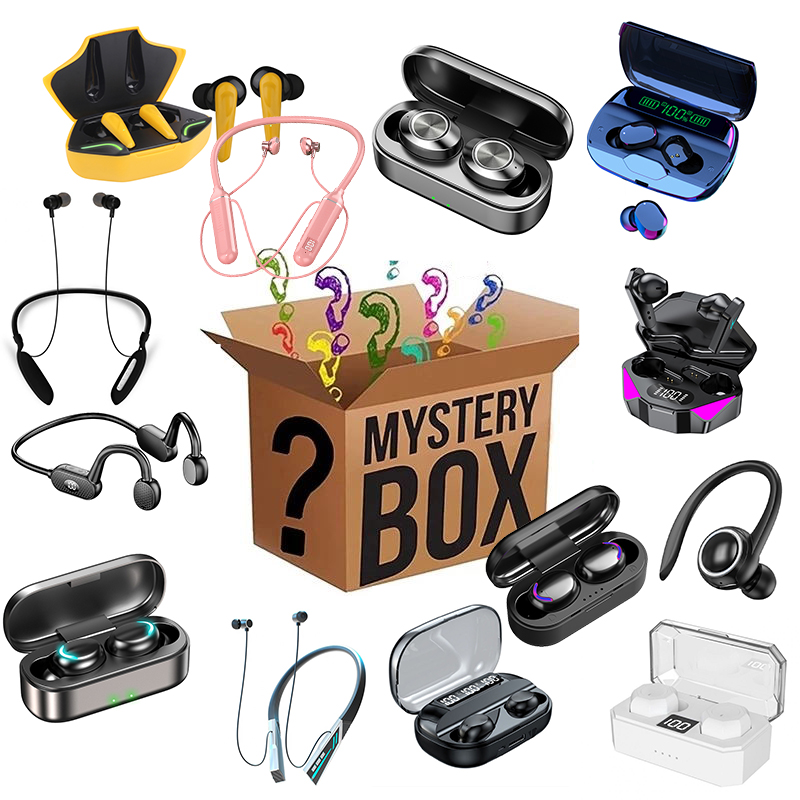 Lucky Mystery Box Blind Box Trådlös hörlurar 100% Överraskning Högkvalitativ Bluetooth Electronics Gift Novelty Slumpmässig Produkt Mysterys Väska för familj och vänner