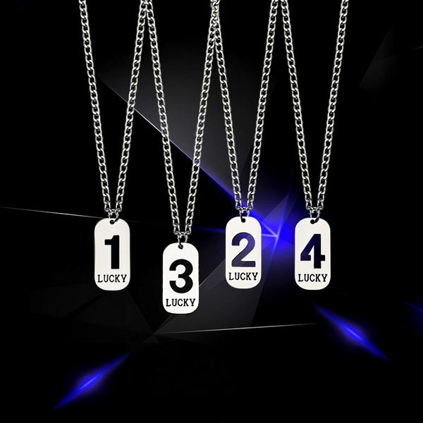 Numéro porte-bonheur étiquettes carrées personnalisées pendentif collier bijoux pour femme homme été hip hop tendance niche chandail chaîne accessoires