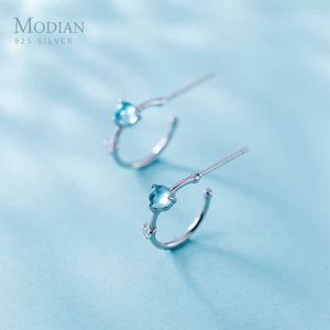 Lucky Simple Blue Opal Stud Pendientes para mujeres 925 Sterling Silver Sweet Ear Studs Girls Cute Fashion Jewelry 210707