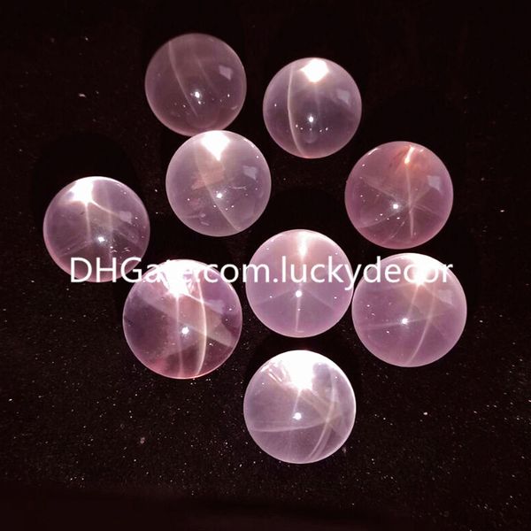 Lucky Starry Natural Asterism Rose Cuarzo Esfera Decoración Mozambique Gemmy Six Ray Star Refracción Pink Crystal Ball Healing Heart Chakra Gemstone Orb con Starlight