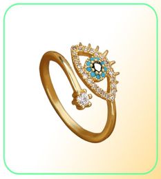 Chanceux dinde bleu mauvais œil bande anneaux dames ouvert réglable en acier inoxydable anneaux 2022 tendance mariage Couple bijoux cadeau AB7367765915