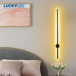 Luckyled Nordic LED Wandlamp Lange Licht voor Woonkamer Slaapkamer Moderne Bliksignaal Indoor Fixture 210724