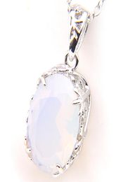 Luckyshine 1014 mm Family Gift Shine Oval White Moonstone Gemstone Collares de plata para mujeres Cachuelas para la fiesta de bodas 3600423
