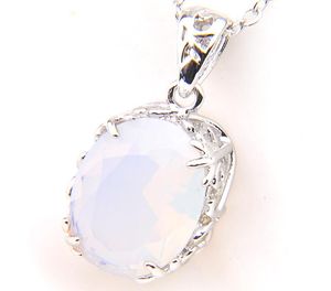 Luckyshine 1014mm cadeau de famille briller ovale blanc pierre de lune pierres précieuses colliers en argent pour femmes pendentifs de charme pour la fête de mariage 1361821