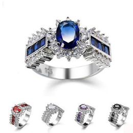 Luckyshine 12 Stuks Europa en Amerikaanse populaire Sieraden Retro Gekleurde Ringen 925 Zilver Voor Vrouwen Mannen Liefhebbers Ringen 260U