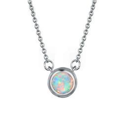 Luckyshine 5 pcs Top Quality Round Fine Blue blanc Opal Gemstoe Silver Pendants Women's Rose Gold Charm Collier Pendants Jew257H