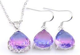 Luckyshine 5 setslot light púrpura tricolor tourmaline cristal circón 925 plateado mujeres regiso de regalo de regalo de rato je4610904