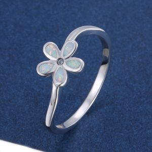 LuckyShine – bagues en argent Sterling 925, opale fleur, bleu blanc, bijoux à la mode pour femmes, cadeau de mariage