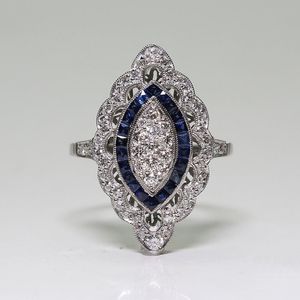Luckyshine marque mode Vintage cheval oeil anneau bleu blanc Zircon brillant argent plaqué exotique chic vacances femmes anneaux