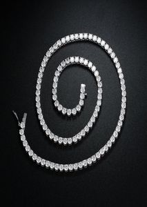LuckyShine gloednieuw 24 18 inch tennisketen ketting 4 mm ronde kristal kubieke zirkonia edelstenen zilver voor Men039s vrouwen sieraden NE5110350