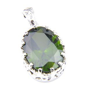 LuckyShine mode attrayant bijoux ovale vert olive pierre gemmes pendentifs 925 argent pour les femmes nouveau collier pendentif bijoux 1'