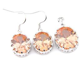LuckyShine Fashion Party Sieraden Champagne Morganite Gems Silver Dangle Earrngs Hangers Sets voor dames039S6742724