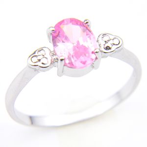 Luckyshine Girl Gift Rings Pink Oval Kunzite Gem Rings 925 Sterling Silver Plated Popular Rings affiche R0130