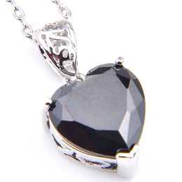 LuckyShine coeur feu noir Onyx pierres précieuses argent pour femmes pendentifs colliers CZ Zircon pour fête de vacances pendentifs Womens227q