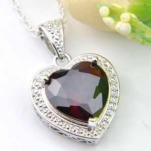 Luckyshine Jewelry Brand New Heart Red Garnet Gemstone 925 Colliers en argent sterling Party Holiday Canada Mexico Jewelry Gift218W