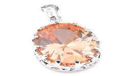 Luckyshine Mother Gift 925 STERLING Silver Oval Champagne Morganite Pendants Colliers American Lia Holiday Jewelry7360640
