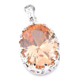 LuckyShine – colliers ovales en argent Sterling 925, pendentifs en morganite de Champagne, cadeau pour mère, bijoux de vacances américains et australiens305N