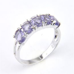 LuckyShine Nieuwe aankomst Volledig nieuw ovaal 5- Stone Natural Amethyst 925 Sterling verzilverd voor vrouwen charme cadeau-idee ringen shi252n