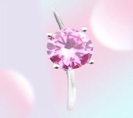 LuckyShine rond topaze anneaux 925 argent rose cubique zircone fête femmes bague taille 7 8 9232N4502917