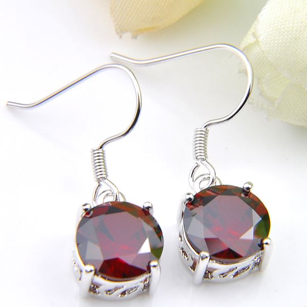 Luckyshine vente en gros 12 paires de boucles d'oreilles rondes uniques en topaze péridot Morganite en argent pour femmes boucles d'oreilles en cristal strass bijoux de mariée 8 couleurs