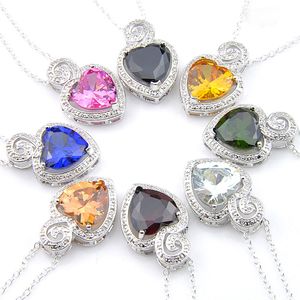 LUCKYSHINE Vintage Bijoux 8 Couleur Citrine Péridot Topaze Pendentifs Gemmes 925 Argent Coeur Pendentif Bijoux Cadeau Canada Mexique Jewelry288z