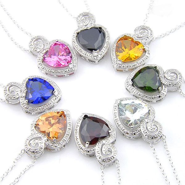 Joyas vintage de Luckyshine 8 color Citrine Peridot Topaz Pendants Gems 925 Silver Heart Pendse Jewelry Regalo Canadá México Joyería271Q