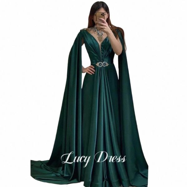 Lucy Formel Dres pour femmes Soirée de gala Dr Événements spéciaux Vert foncé Femmes 2023 Arabian Quinceanera Châle Invité de mariage m6rl #