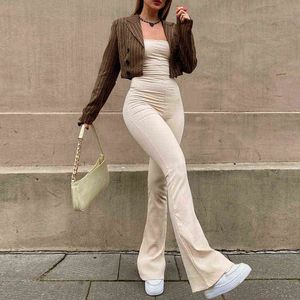 Lucyever Sexy Backless Skinny Jumps Assumes Femmes 2022 Été Élégant sans manches Lacet Up Assocites Fashion Streetwear Flare Rompers Y220511