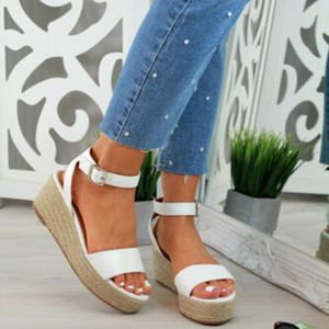 Lucyever zomer espadrille platform sandalen vrouwen mode luipaard print enkelband sandalen vrouw plus size wiggen casual schoenen